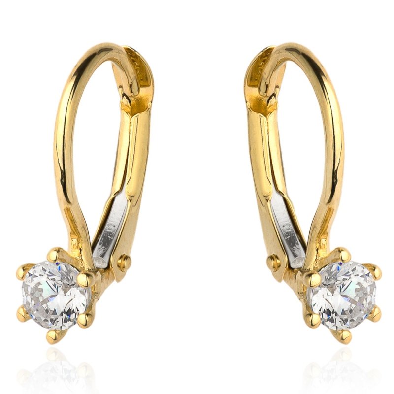 Kolczyki złote 585 delikatne z cyrkonią klasyczne