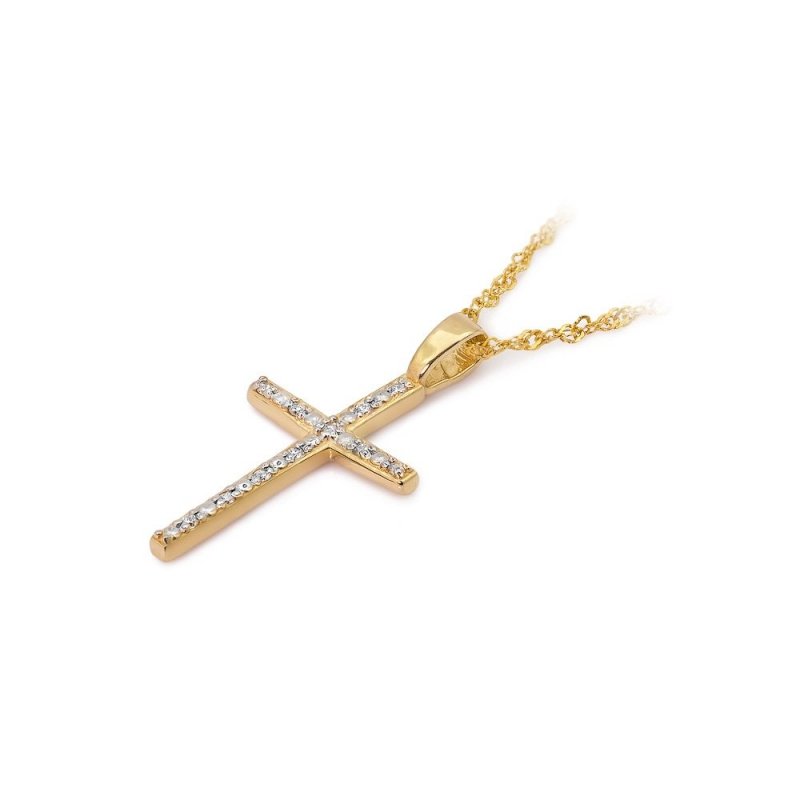 Zawieszka złota 585 krzyżyk z brylantami 0,05ct K-4
