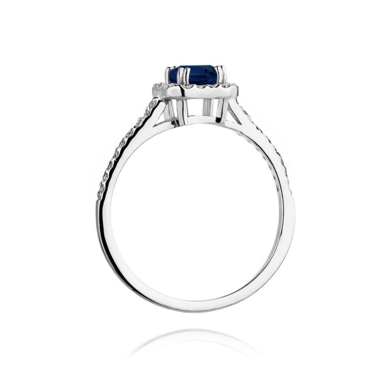 Pierścionek złoty 585 z brylantami 0,22ct szafirem 0,60ct W-422