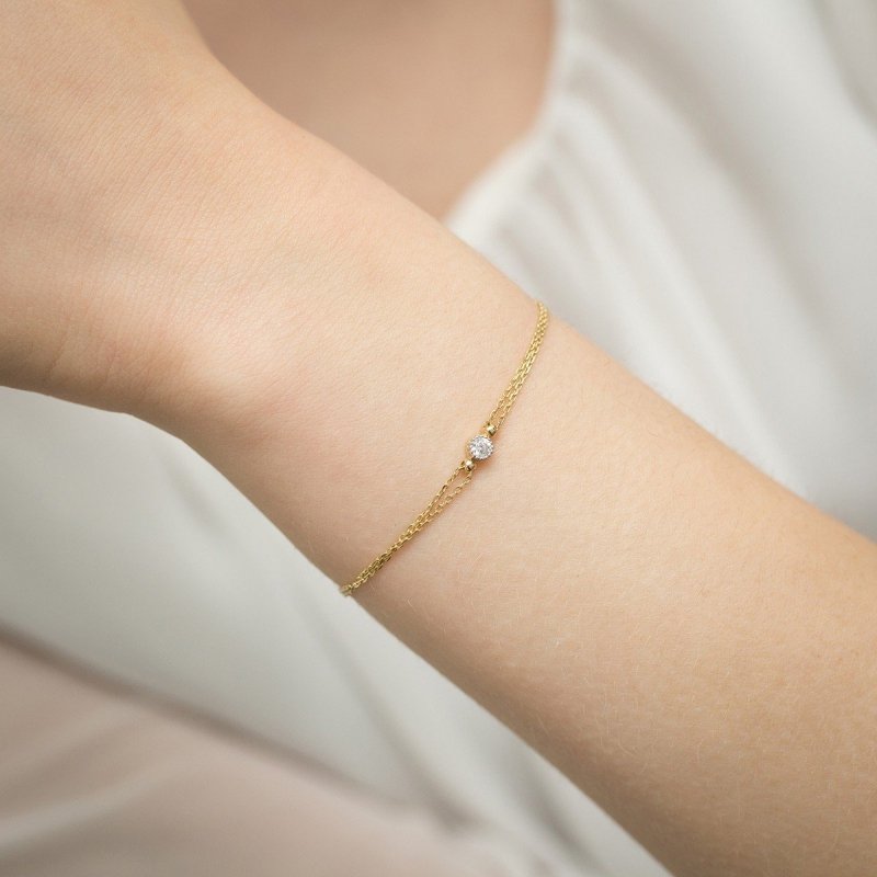Bransoletka złota 585 z brylantami 0,10ct B-004