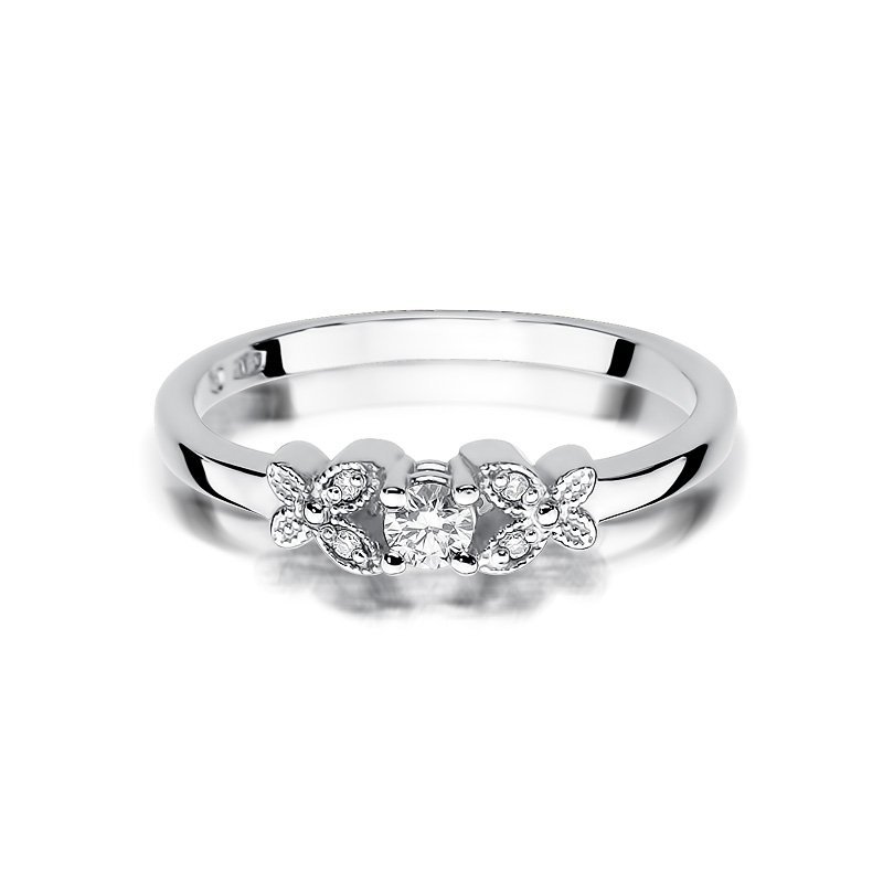 Pierścionek złoty 585 z brylantami 0,12ct zaręczynowy W-414