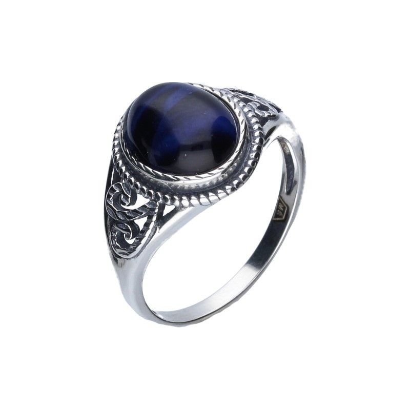 SREBRNY PIERŚCIONEK 925 Z GRANATOWYM KAMIENIEM R 18