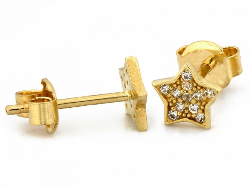 Kolczyki złote 375 gwiazdki gwiazdy z cyrkoniami