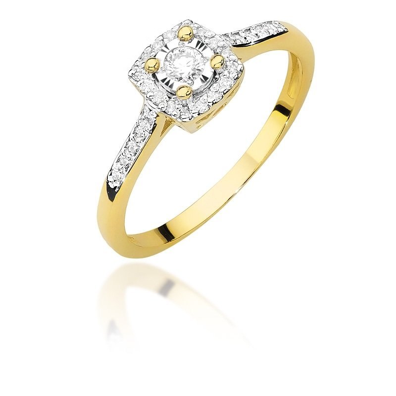 Pierścionek złoty 585 z brylantami 0,21ct W-462 zaręczynowy