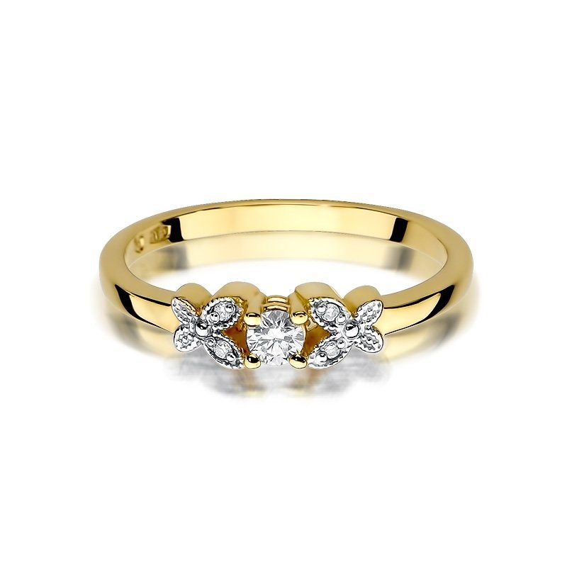 Pierścionek złoty 585 z brylantami 0,12ct zaręczynowy W-414
