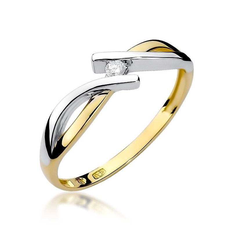 Pierścionek złoty 585 z brylantem 0,04ct zaręczynowy W-191