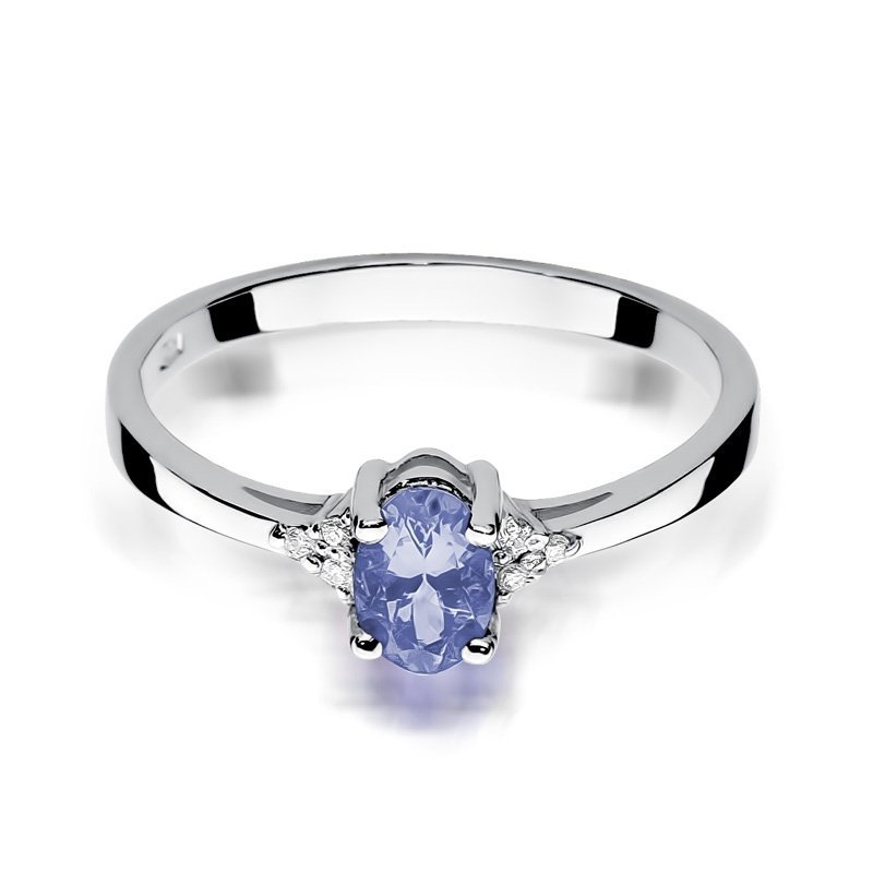 Pierścionek złoty 585 z brylantami 0,05ct tanzanitem 0,40ct W-301