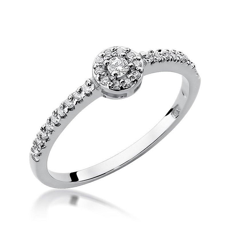 Pierścionek złoty 585 z brylantami 0,19ct zaręczynowy W-273