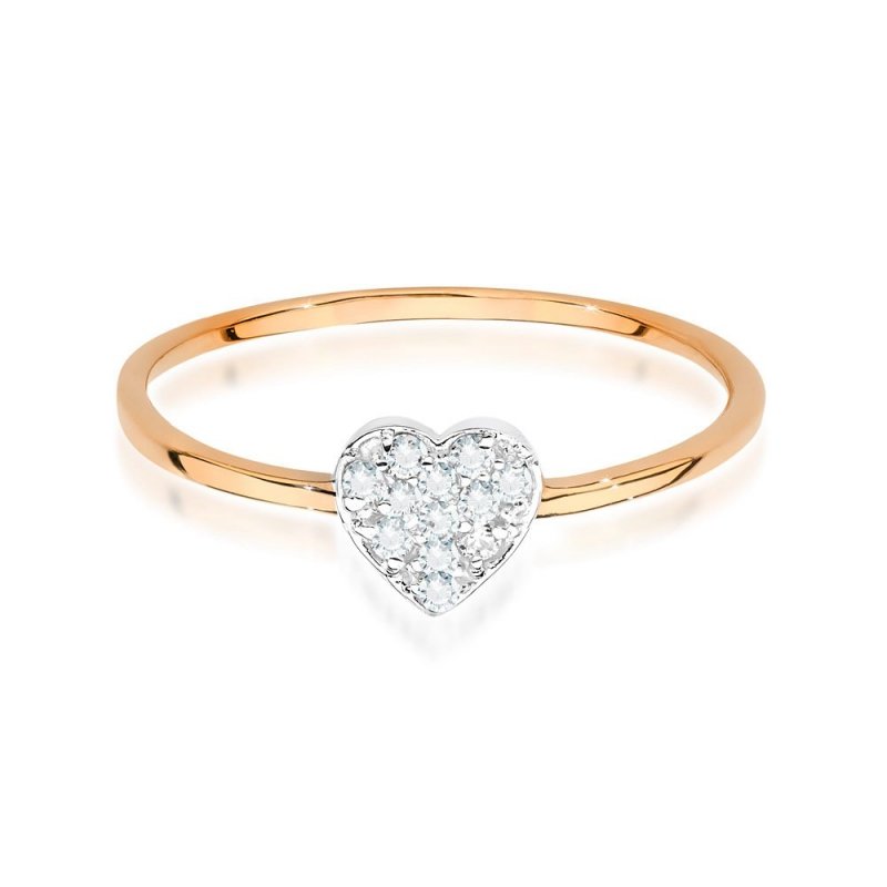 Pierścionek złoty 585 z brylantem 0,1ct serce BC-041
