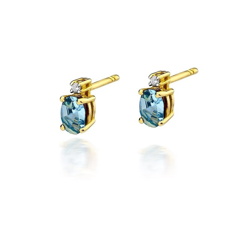 Kolczyki złote 585 z topazem1,0ct brylantami KO-1