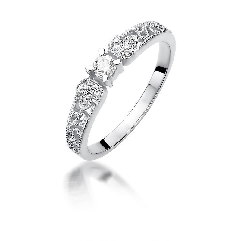 Pierścionek złoty 585 z brylantami 0,13ct zaręczynowy W-411