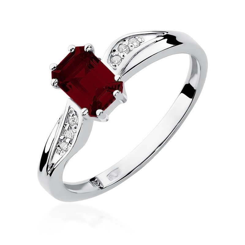 Pierścionek złoty 585 z brylantami 0,03ct granatem 0,70ct W-94