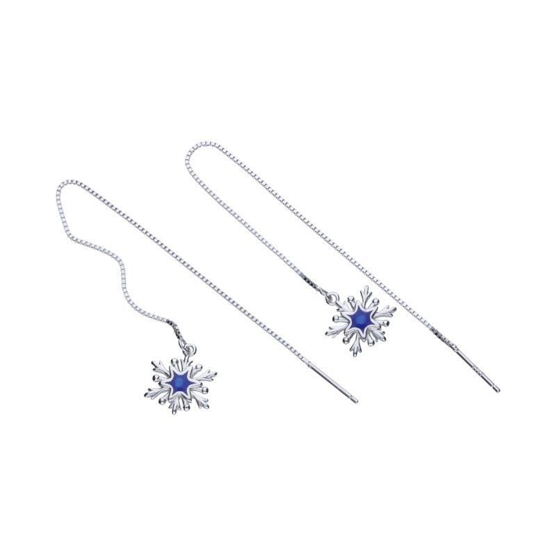 KOLCZYKI SREBRNE 925 ŚNIEŻYNKI PŁATKI ŚNIEGU GWIAZDKI PRZECIĄGANE ŁAŃCUSZKI