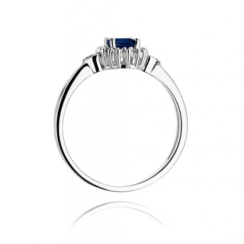Pierścionek złoty 585 z brylantami 0,10ct szafirem 0,70ct W-312
