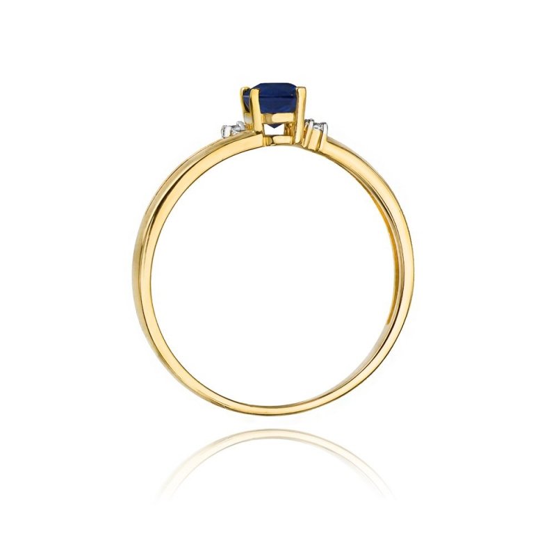 Pierścionek złoty 585 z brylantami 0,03ct szafirem 0,70ct W-68