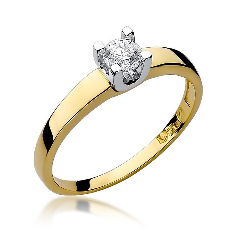 Pierścionek złoty 585 z brylantem 0,25ct W-225b zaręczynowy