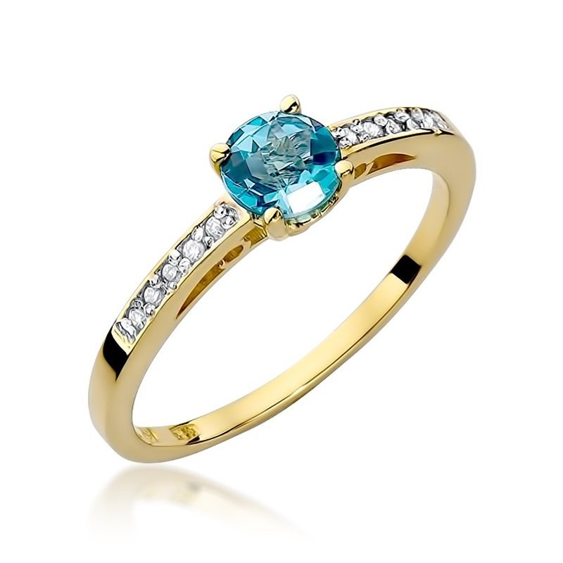 Pierścionek złoty 585 ametyst 0,50ct brylanty 0,05ct W-66