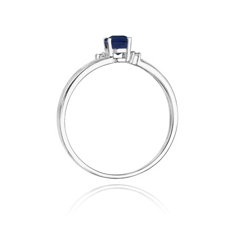 Pierścionek złoty 585 z brylantami 0,03ct szafirem 0,70ct W-68