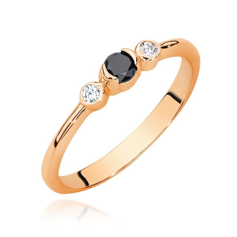 Pierścionek złoty 585 z czarnym brylantem 0,18ct BC-020