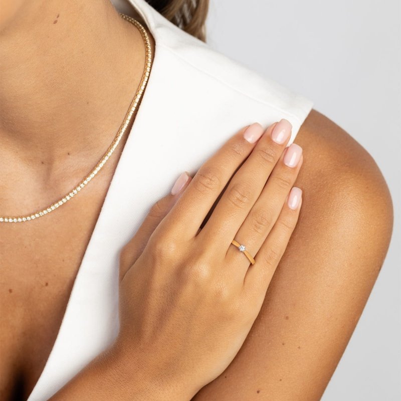 Pierścionek złoty 585 diament laboratoryjny 0,1ct W0222