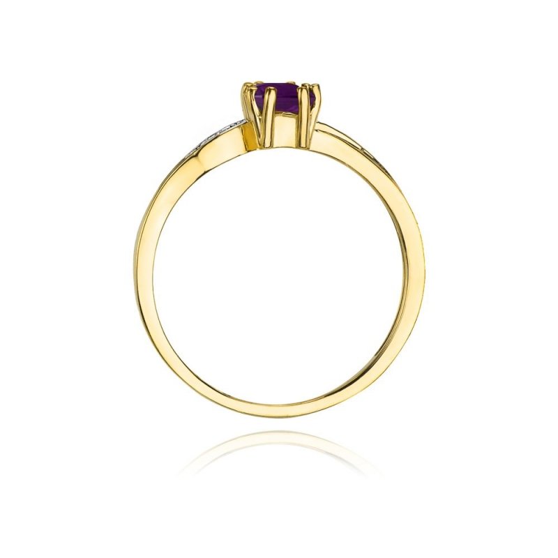 Pierścionek złoty 585 z brylantami 0,03ct ametystem 0,50ct W-94
