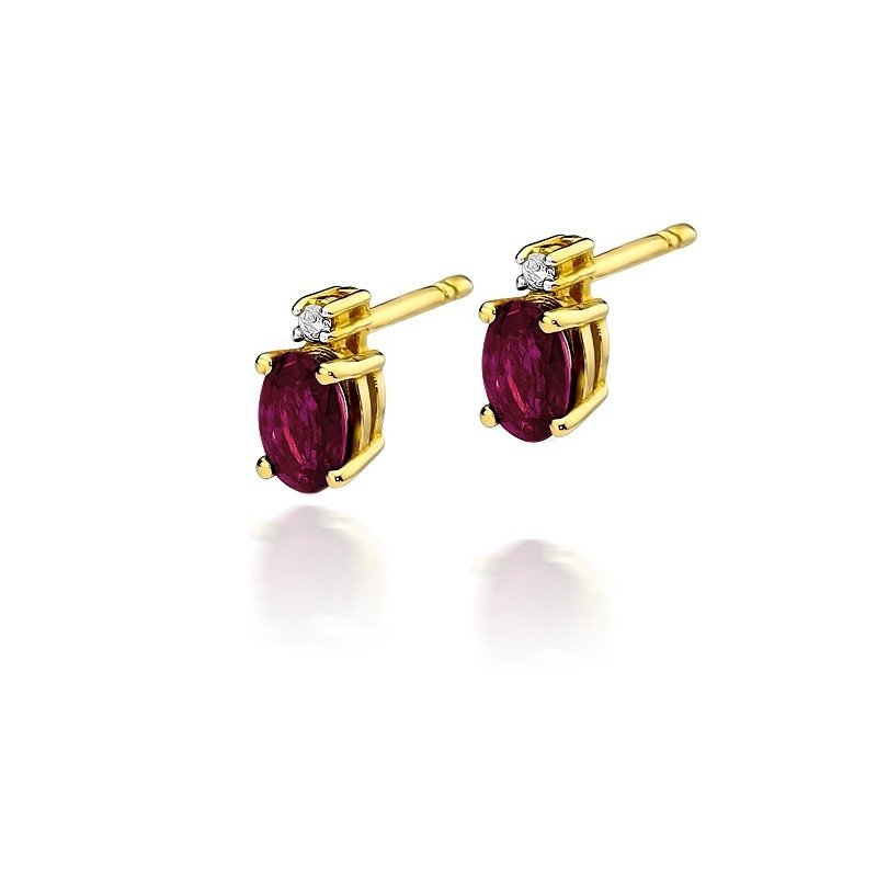 Kolczyki złote 585 z rubinami 1,2ct brylantami KO-1