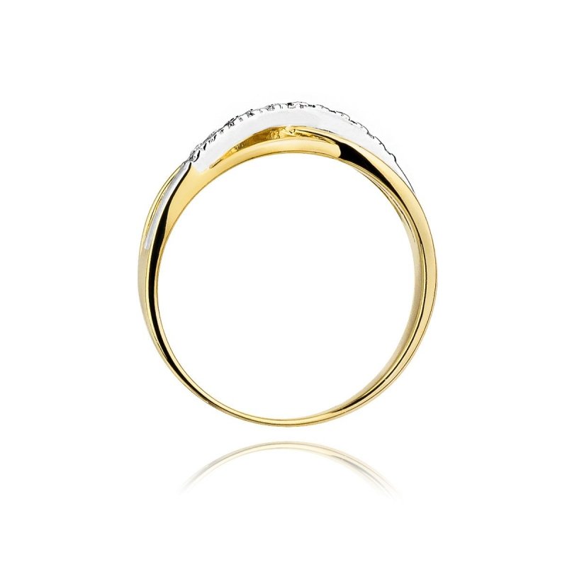 Pierścionek złoty 585 z brylantami 0,10ct obrączka W-157