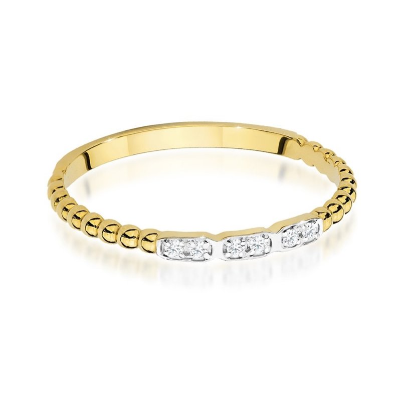 Pierścionek złoty 585 z brylantami 0,03ct obrączka W-479