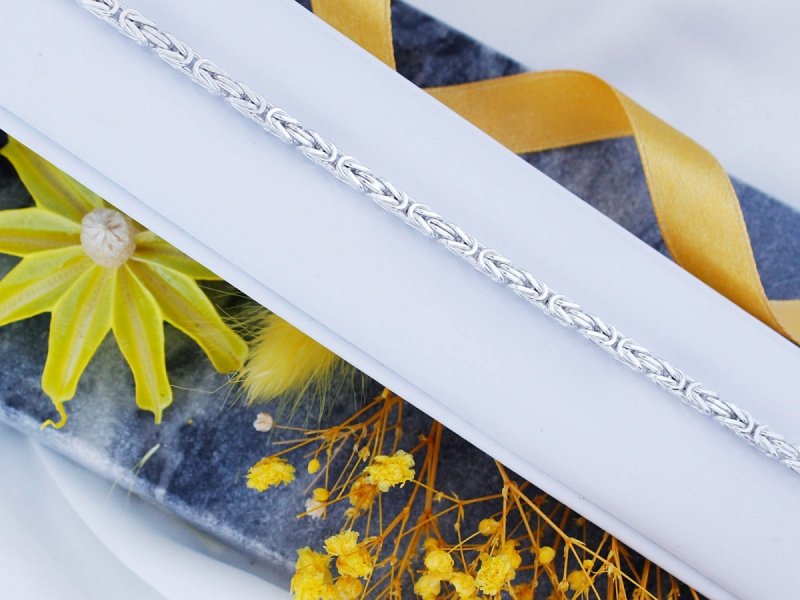Bransoletka srebrna 925 łańcuszkowa królewski splot 21cm