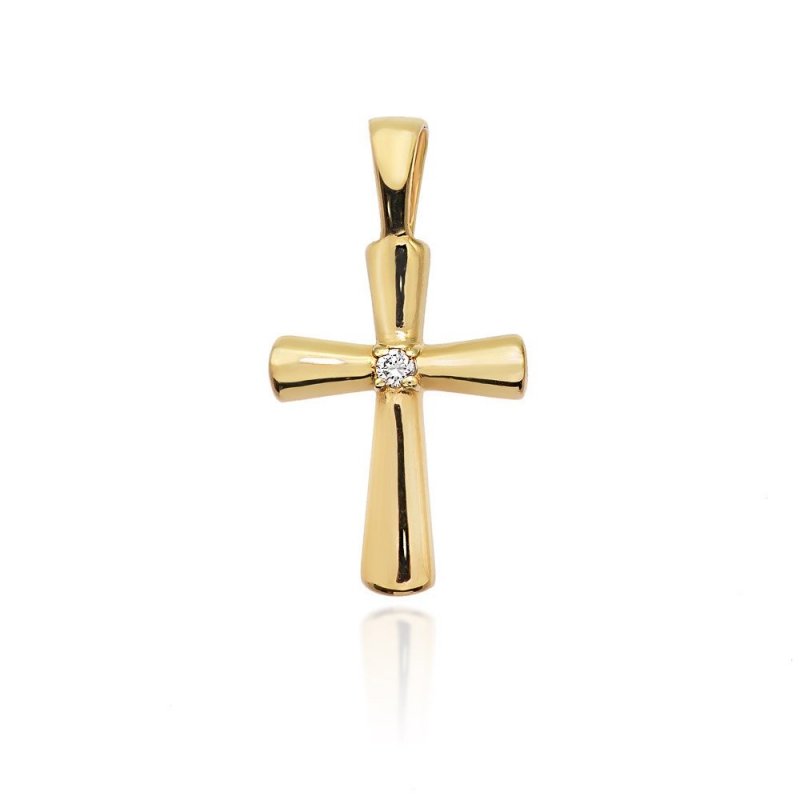 Zawieszka złota 585 krzyżyk z brylantami 0,0145ct K-3