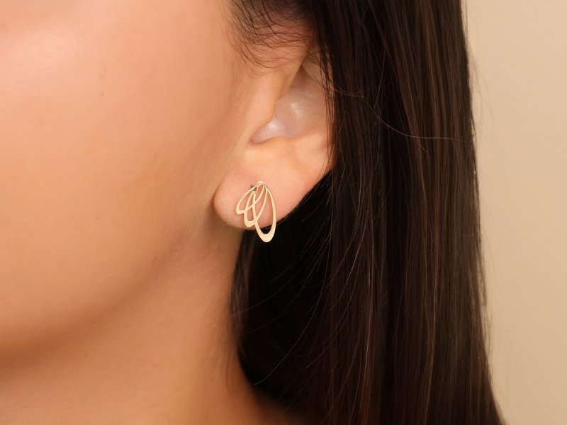 Kolczyki złote 585 ażurowe modne oryginalne