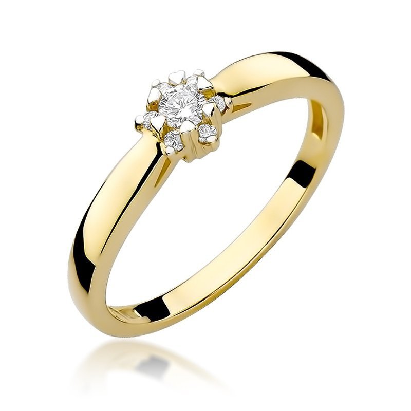 Pierścionek złoty 585 z brylantem 0,15ct zaręczynowy W-61