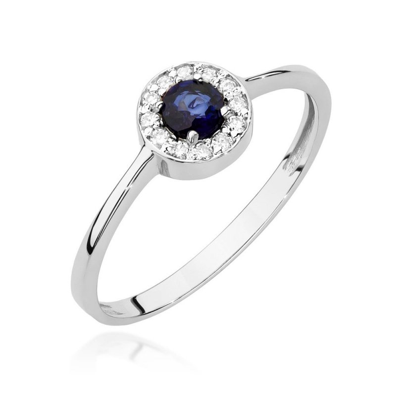 Pierścionek złoty 585 z brylantami 0,1ct szafirem 0,3ct BC-016
