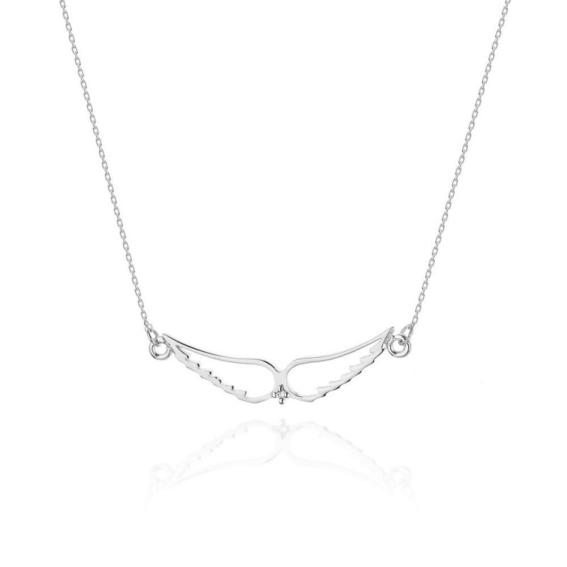 Łańcuszek złoty 585 skrzydła z brylantami 0,005ct C-7