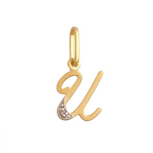 Zawieszka złota 585 litera, literka U -  34850