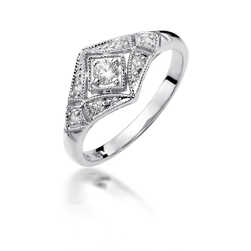 Pierścionek złoty 585 z brylantami 0,19ct zaręczynowy W-412