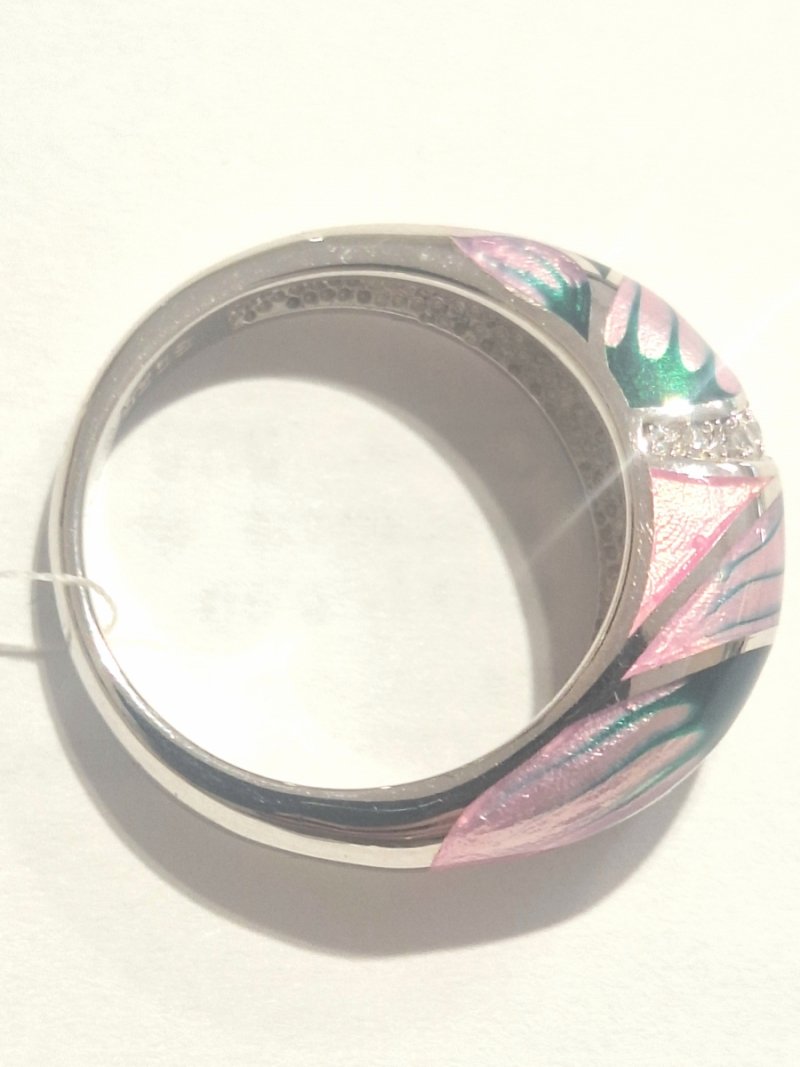 SREBRNY PIERŚCIONEK 925 Z EMALIĄ R.17