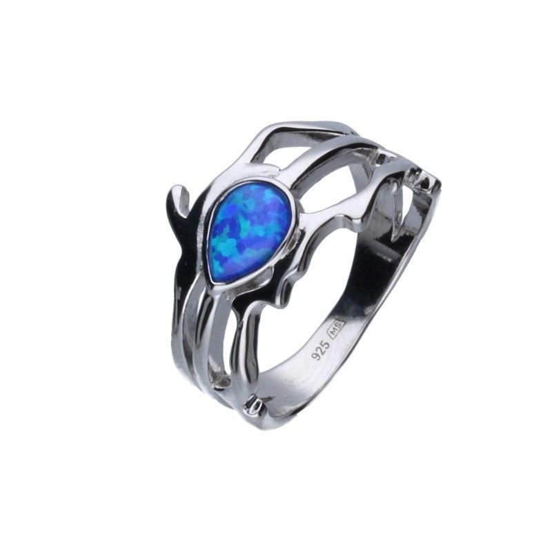SREBRNY PIERŚCIONEK 925 OPAL BIAŁY R.20
