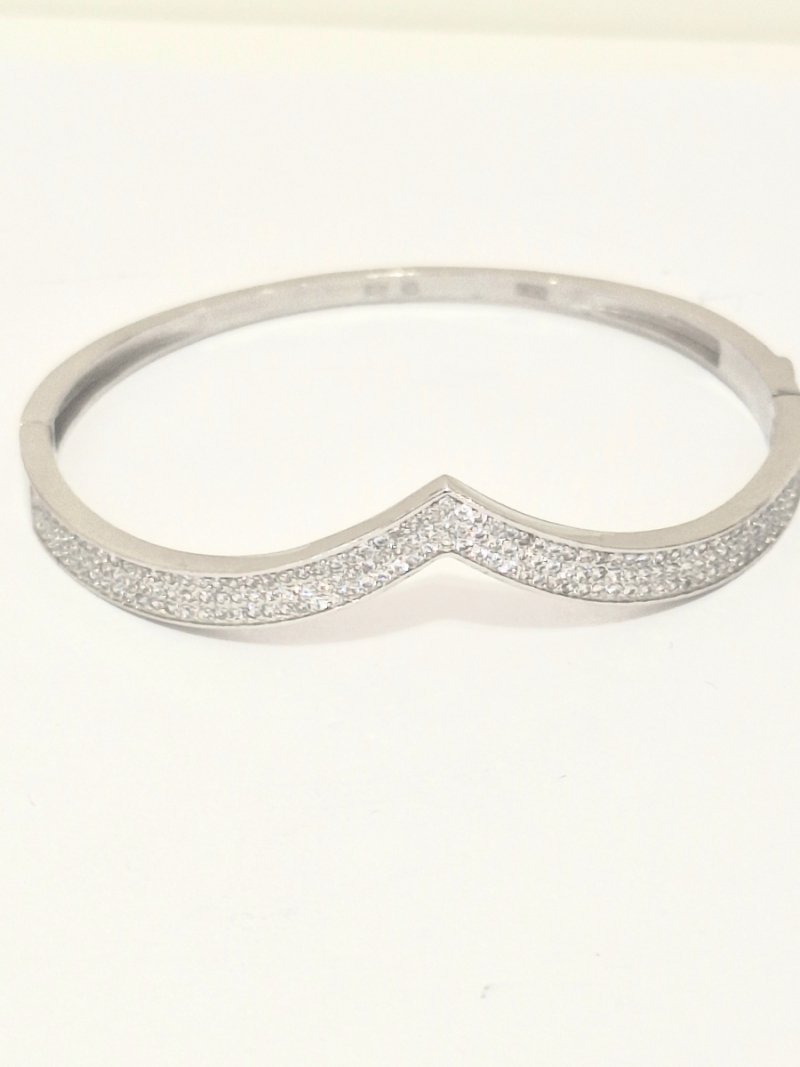 Bransoletka srebrna 925 sztywna elegancka z cyrkoniami