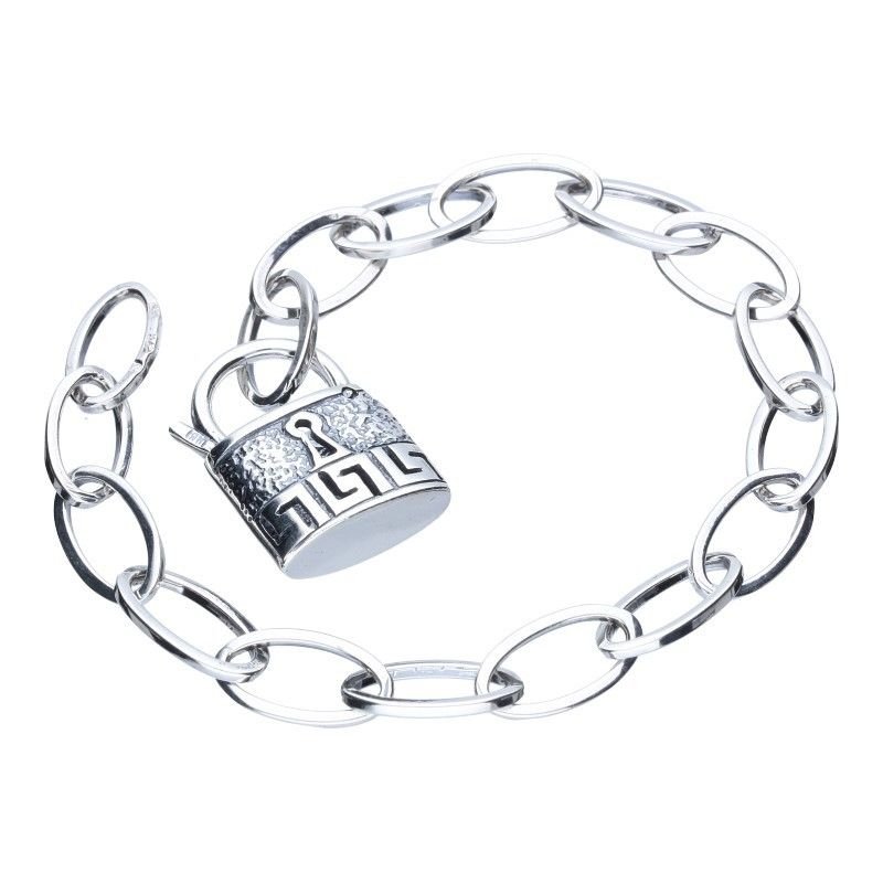 Bransoletka srebrna 925 z kłódką modna