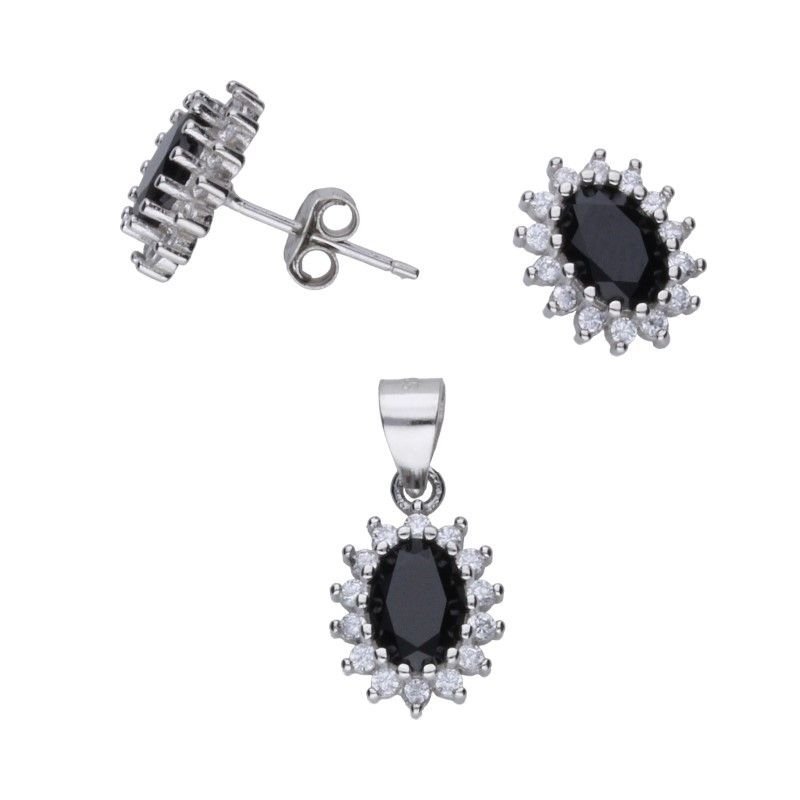 KOMPLET KOLCZYKI ZAWIESZKA SREBRO 925 MARKIZY