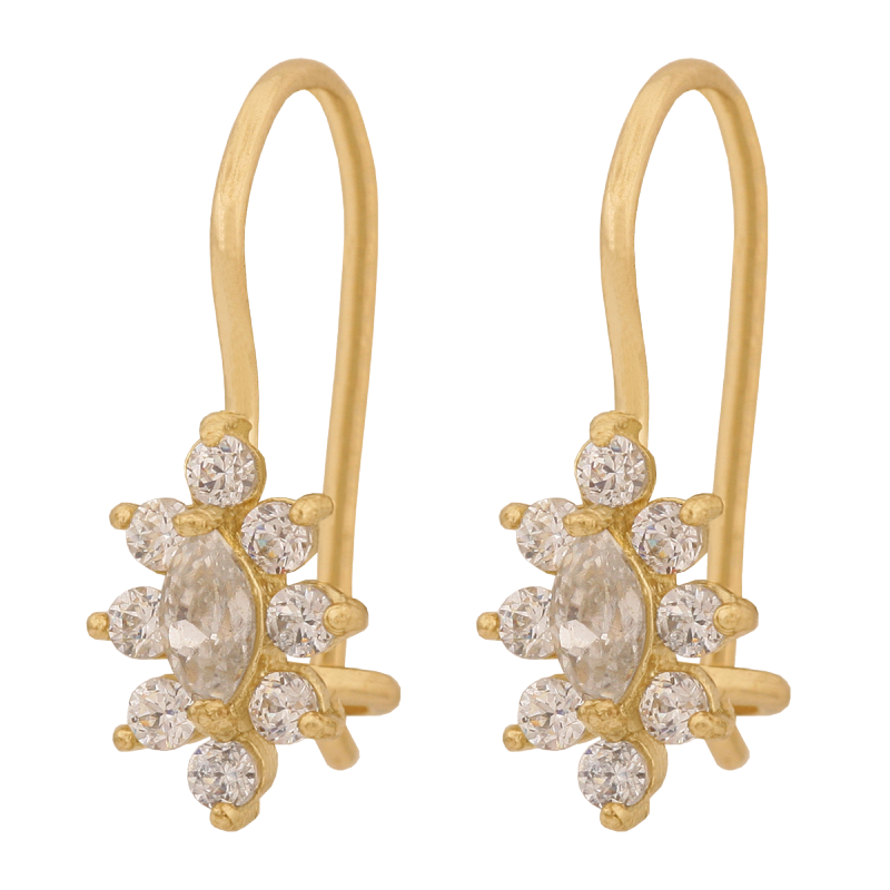 Kolczyki złote 585 delikatne bigle z cyrkoniami