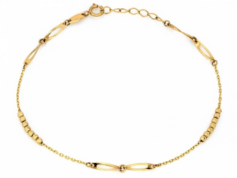 Bransoletka złota 375 delikatna kuleczki łańcuszkowa