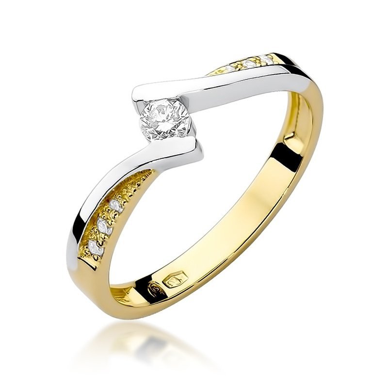 Pierścionek złoty 585 z brylantem 0,17ct zaręczynowy W-177