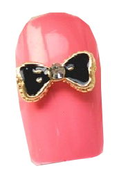 Biżuteria ozdoby na paznokcie 3D czarna kokarda