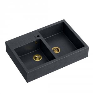 Quadron Bill 120 PVD zlewozmywak kuchenny dwukomorowy black diamond/złoty