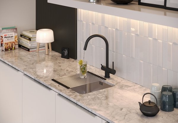 Quadron Caren bateria kuchenna z podłączeniem do filtra wody, trójdrożna Pure Carbon