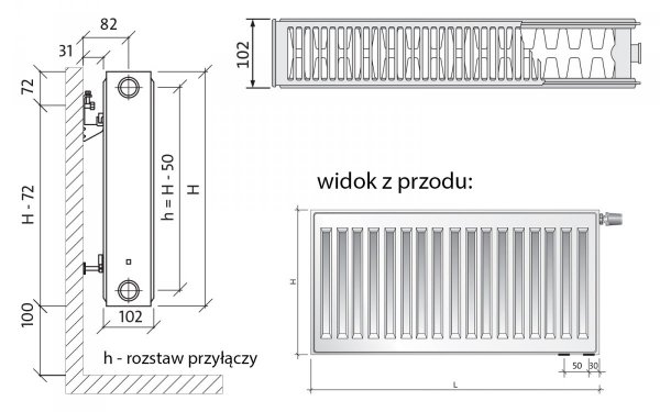 Grzejnik pokojowy Purmo CV22 600x2000 panelowy 4272 W