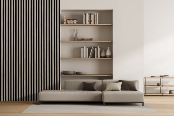 Lamele ścienne Woodline panel akustyczny na czarnym filcu Dąb jasny 30x270 cm