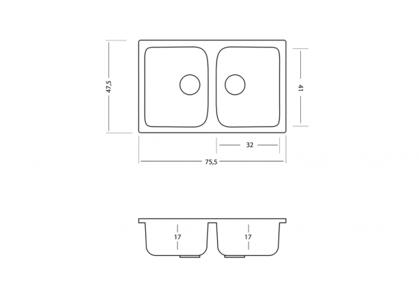 Zlewozmywak beżowy Kuchinox Celia 2-komorowy 48x76 cm Zlew kuchenny z ociekaczem